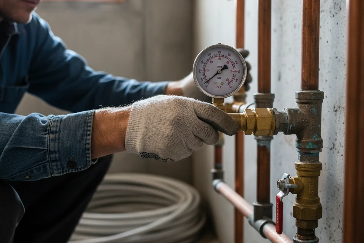 Pressure testing a repaired line during Water Line Repair in Mc Cracken